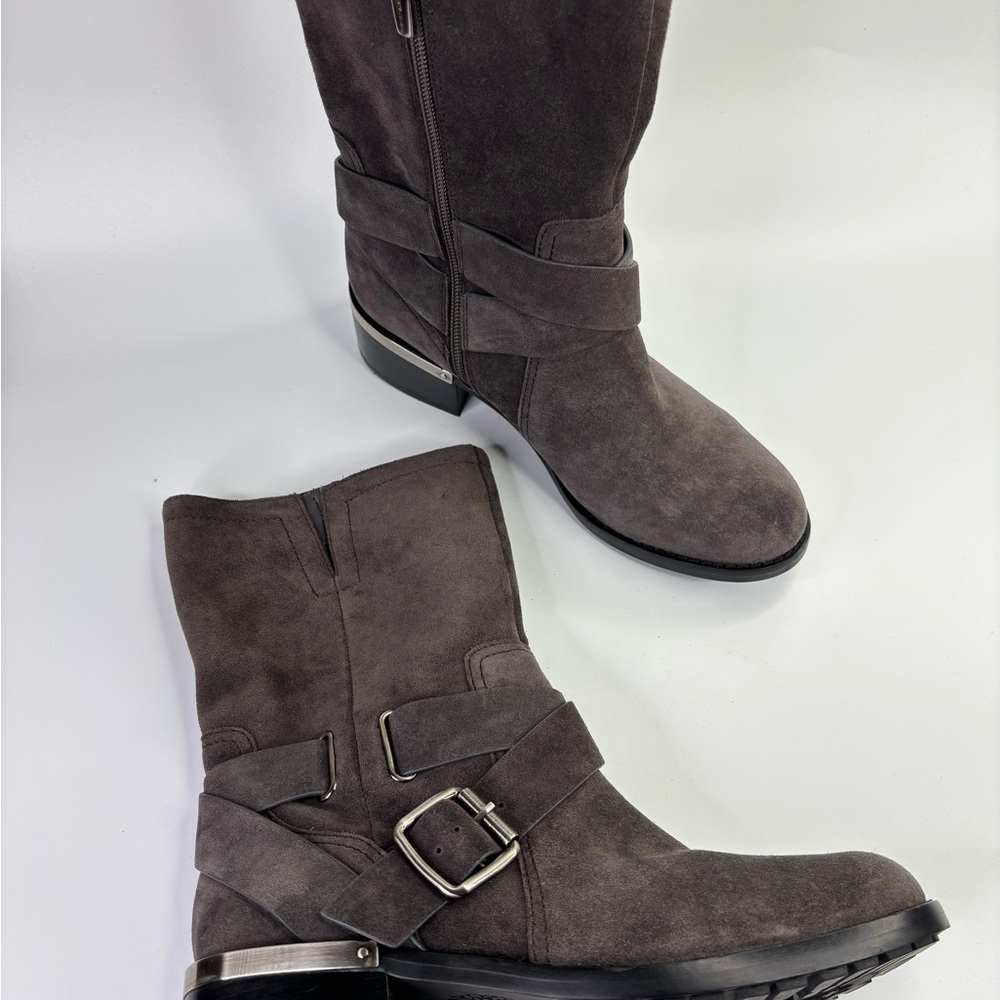 Wethima Suede Mid Calf Boots Vince Camuto Gray Zip Western Festival Fall 8.5 - Picture 11 of 11